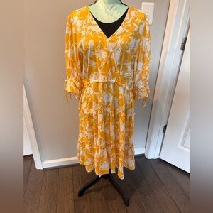 Anthropologie Porridge Yellow and White Floral Midi Dress